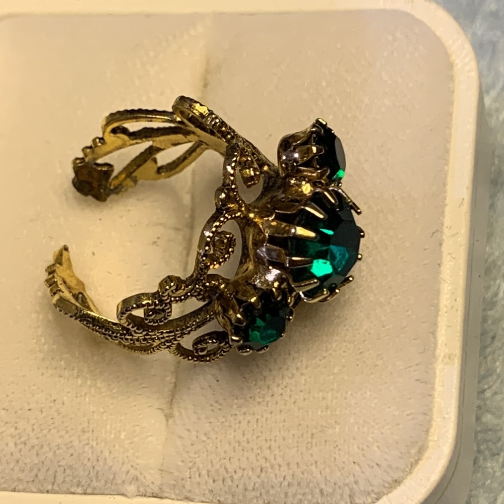 Beautiful Adjustable Ring Green Clear Rhinestone … - image 5